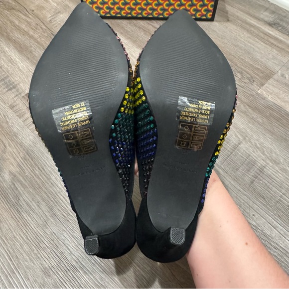 Kurt Geiger Regent Point Rainbow Embellished Crystal Ombré Mule Heels - Picture 13 of 16